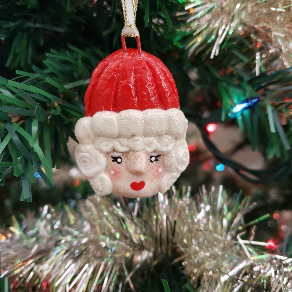 New Handmade Salt Dough Mrs. Claus Ornament